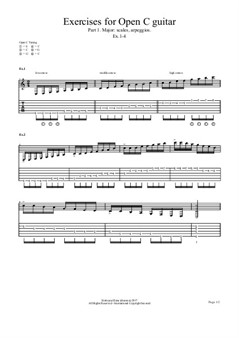 Exercises No.1 for Open C guitar